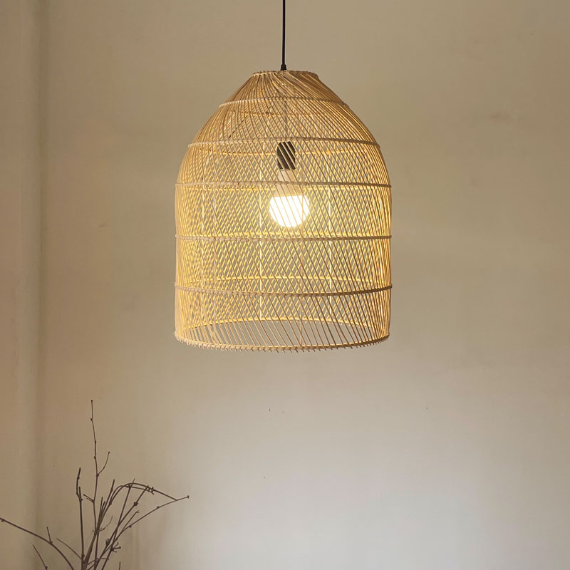 Renewable plant-fiber rattan bloom pendant, made from natural materials for stylish green interiors.