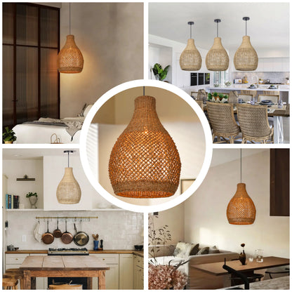 Rustic coastal style woven basket pendant light for modern decor