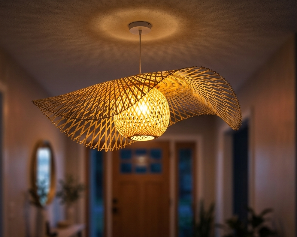 Rustic style bamboo pendant light for farmhouse