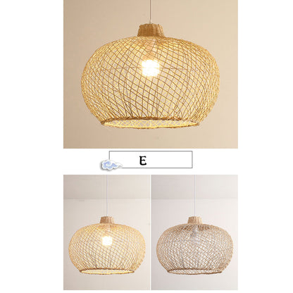 Rustic farmhouse style woven ceiling light fixtures for dining or kitchen spaces