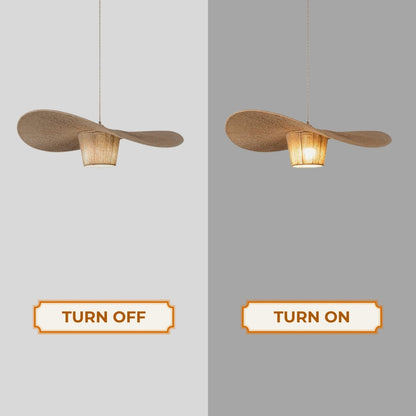 Rustic Wabi-Sabi hat-shaped pendant lamp for earthy minimalist decor