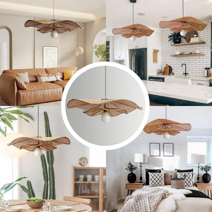 Rustic Wabi-Sabi petal-shaped pendant lamp for earthy minimalist decor
