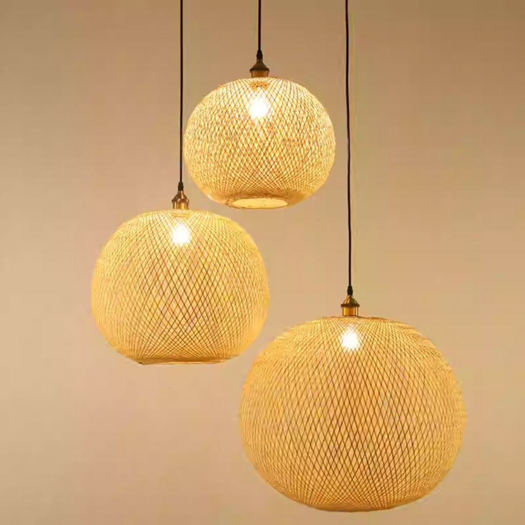 Rustic wicker ball ceiling light fixture ideal for kitchen island illumination