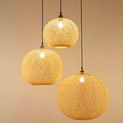 Rustic wicker ball ceiling light fixture ideal for kitchen island illumination