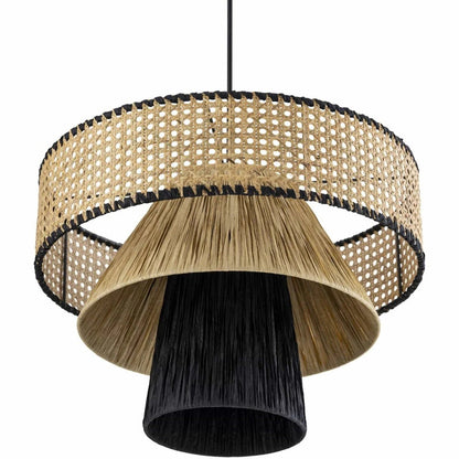 Scandi-boho multi-layer rattan chandelier for living room