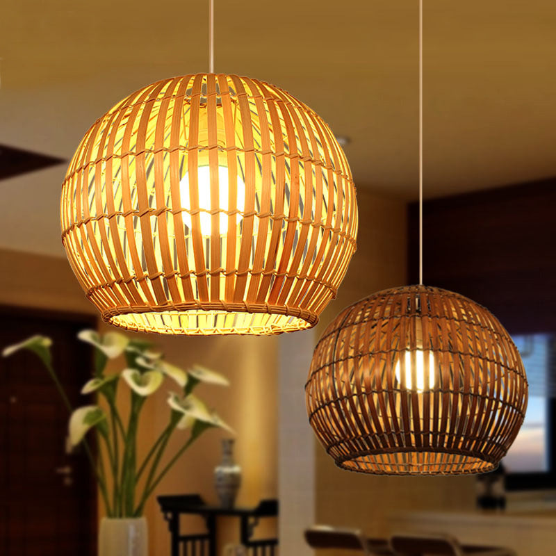 Scandi style woven globe light fixture for a clean and minimalist home design