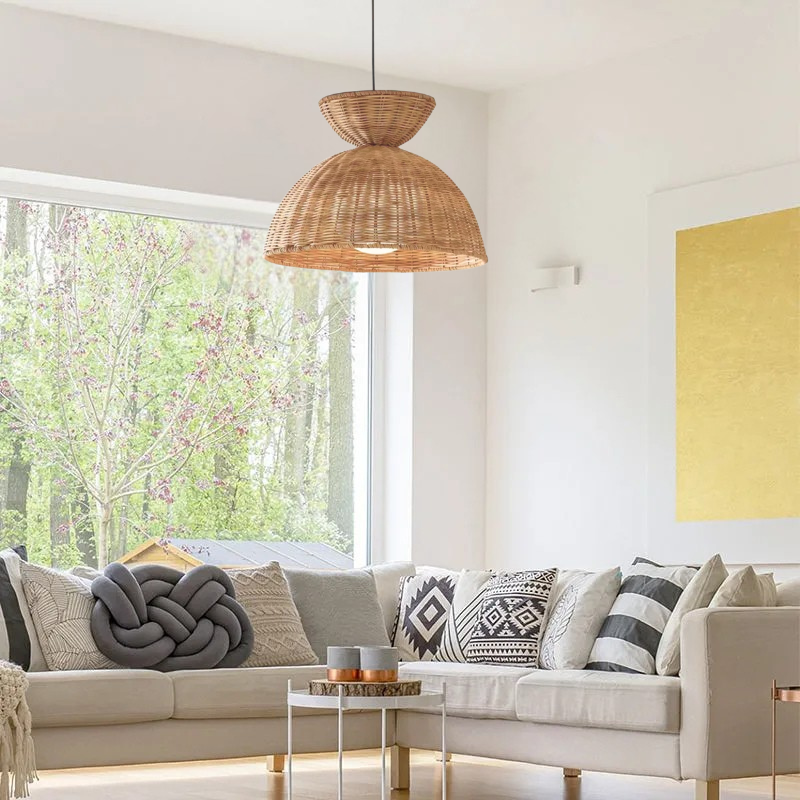 Scandinavian inspired rattan ceiling lamp for refined home aesthetics