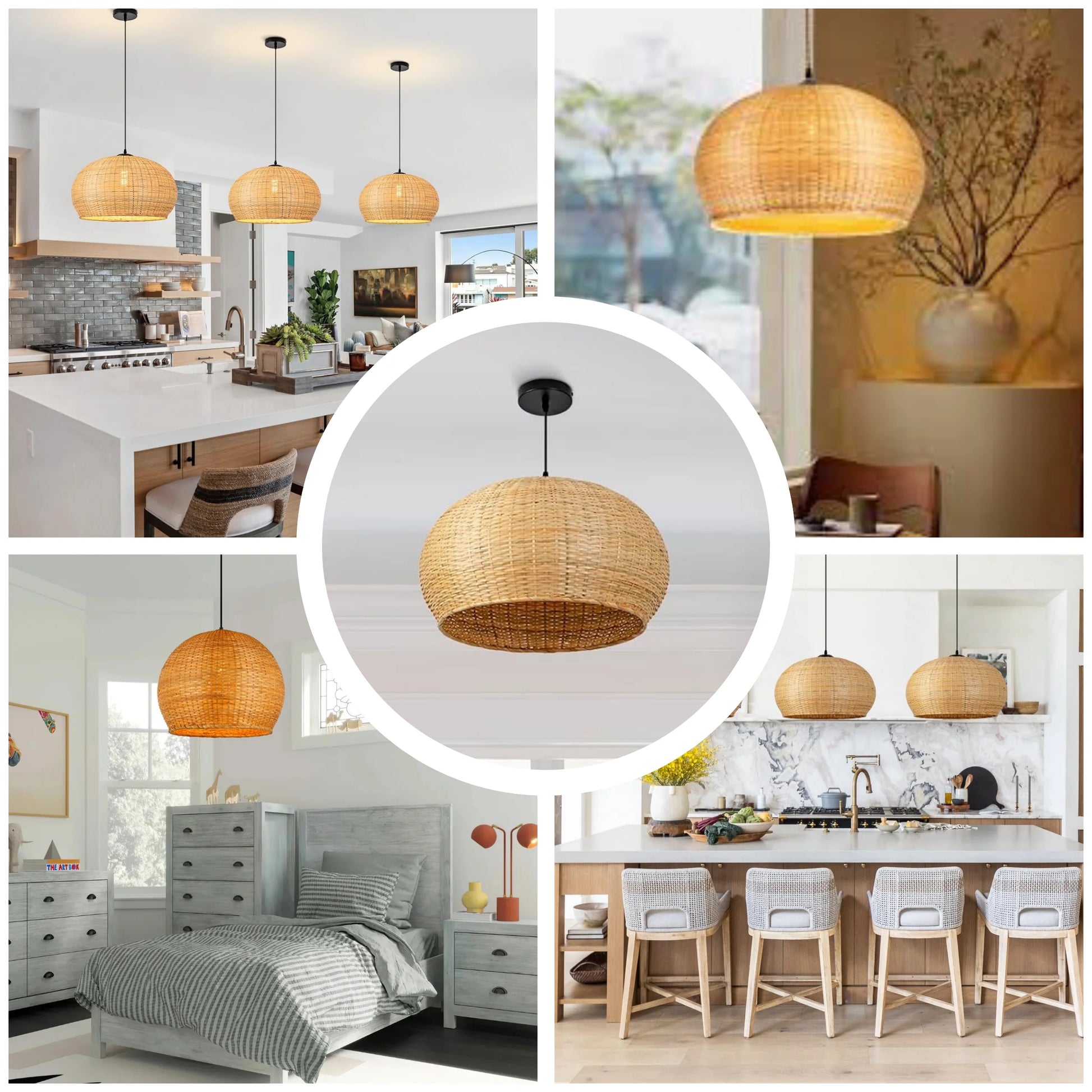 Scandinavian style woven pendant light for clean and minimalist interior aesthetics