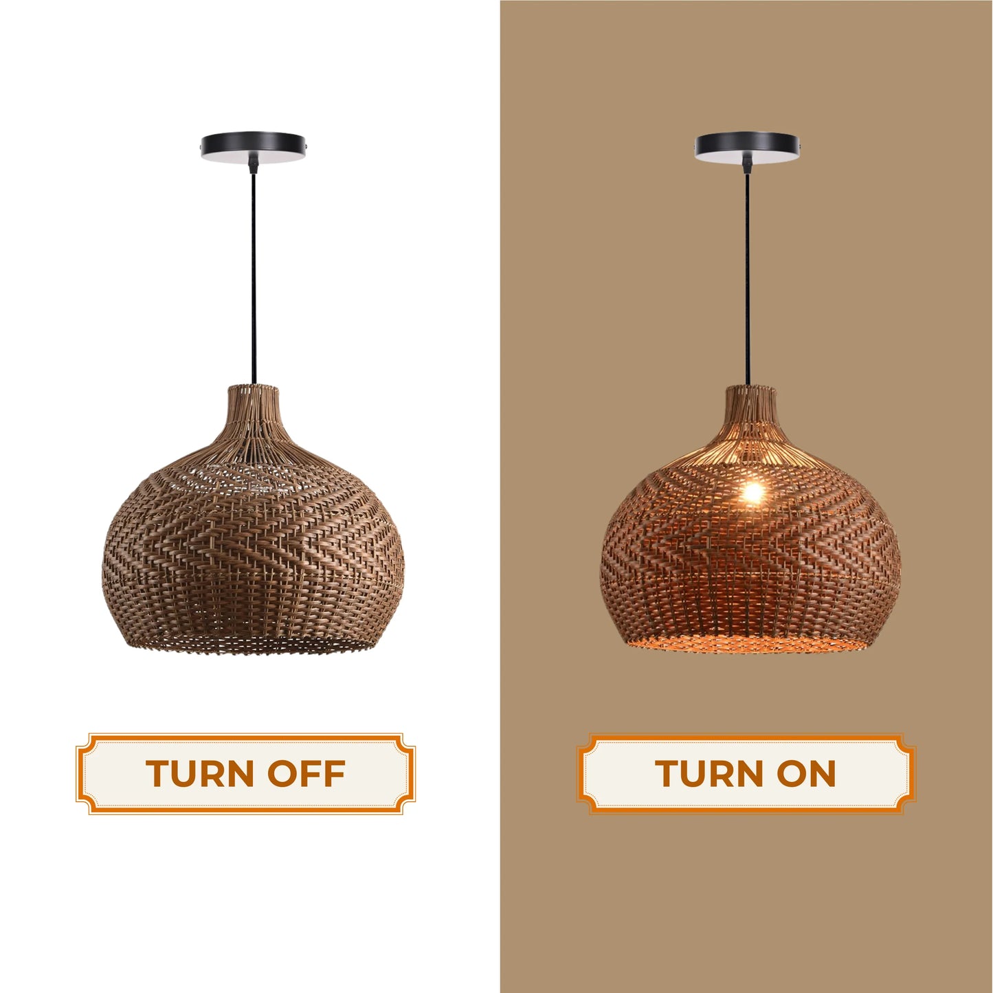 Scandinavian style woven rattan ceiling fixture for bright interiors