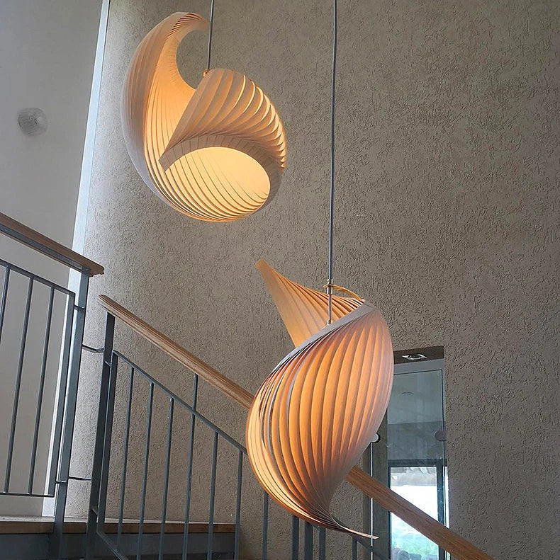 Sculptural lighting in quiet luxury style, crafted from premium wood, ideal for a cozy home, offering refined mood lighting.