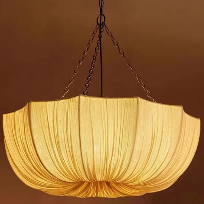Sculptural lighting in Wabi-sabi style, using Organic Fabric, creating beautiful sculptural lighting for your Home Decor.