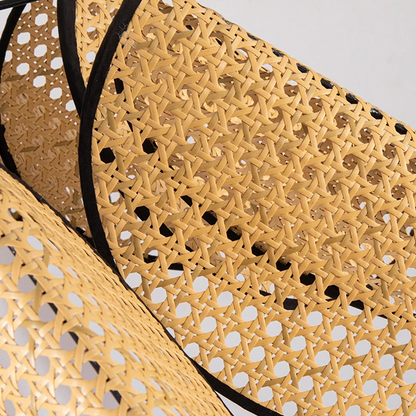 Sculptural lighting in Wabi-sabi style, made of rattan and fabric, offering authentic and textured lighting for calm interiors.