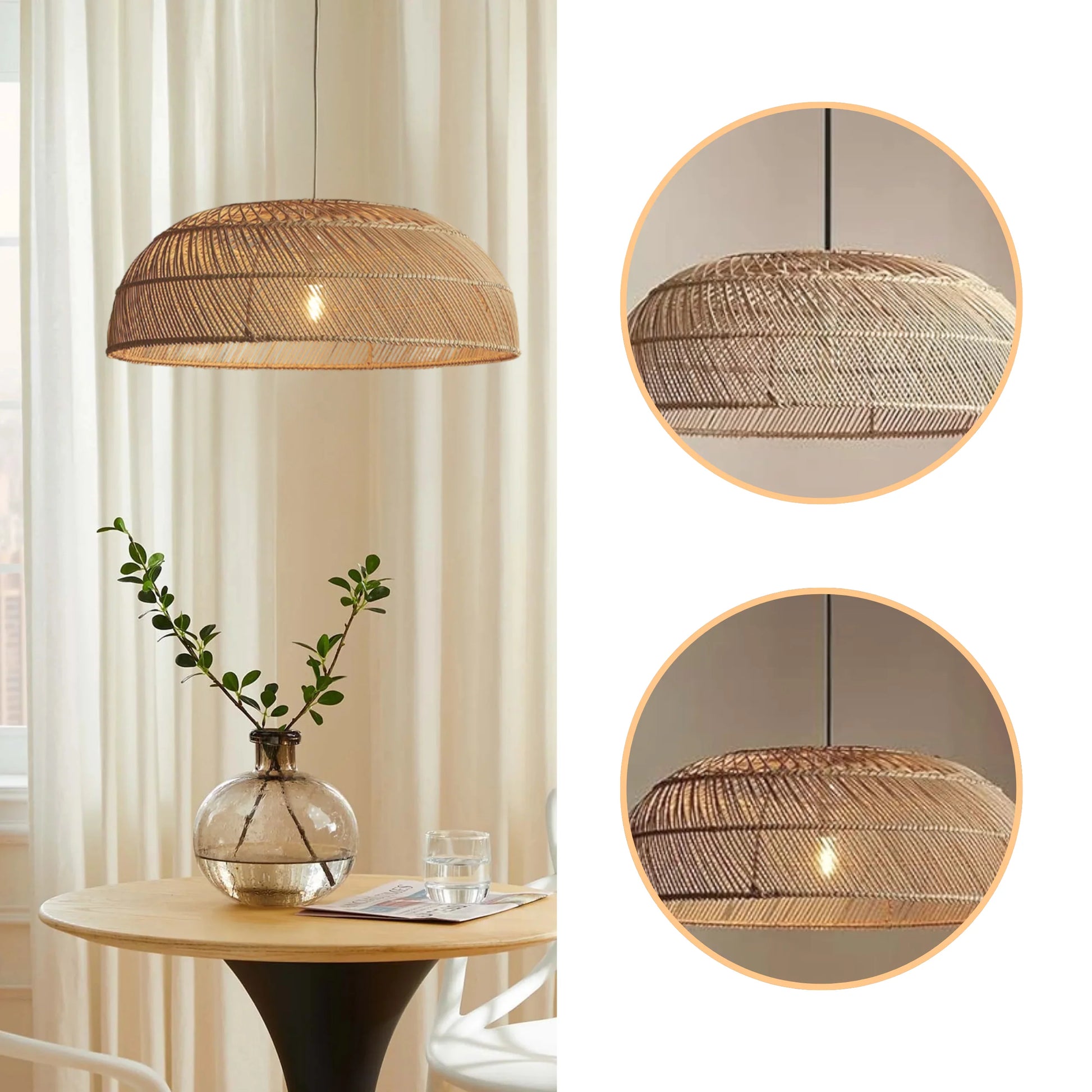 Signature hand-braided rattan masterpiece lamp for upscale interior design