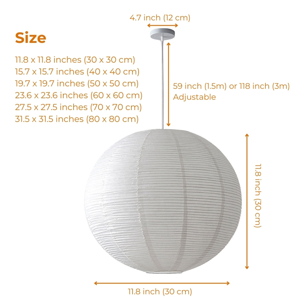 Soft diffused paper lantern pendant light for bedroom mood