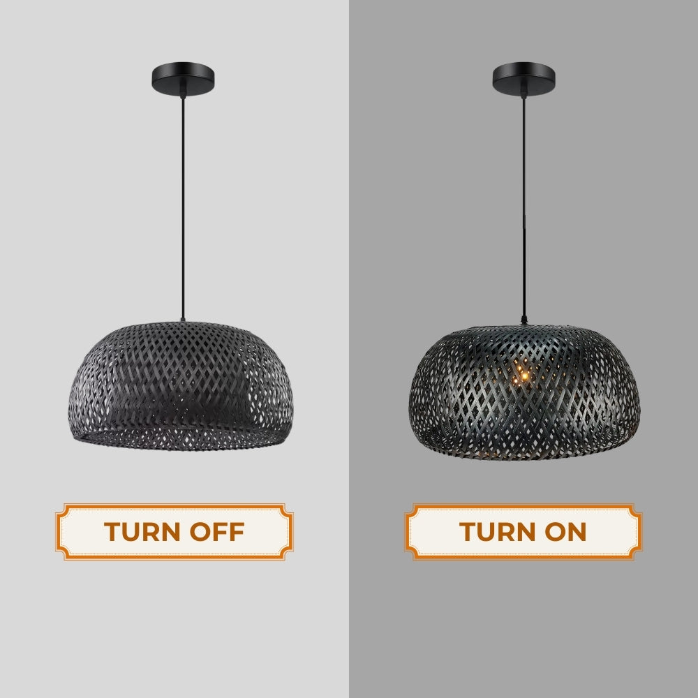 Sophisticated woven dome hanging lamp for refined interior aesthetics