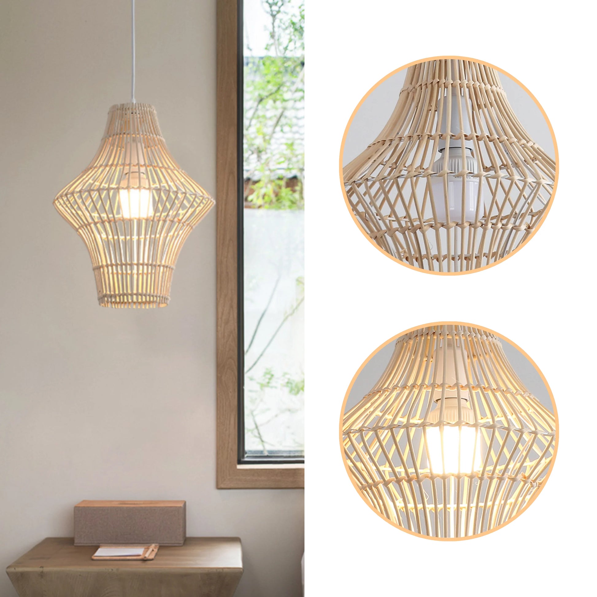 Statement rattan hanging light perfect for luxury villa or resort interior design