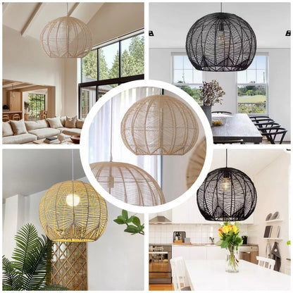 Luxury statement woven rattan pendant light for elegant home interiors