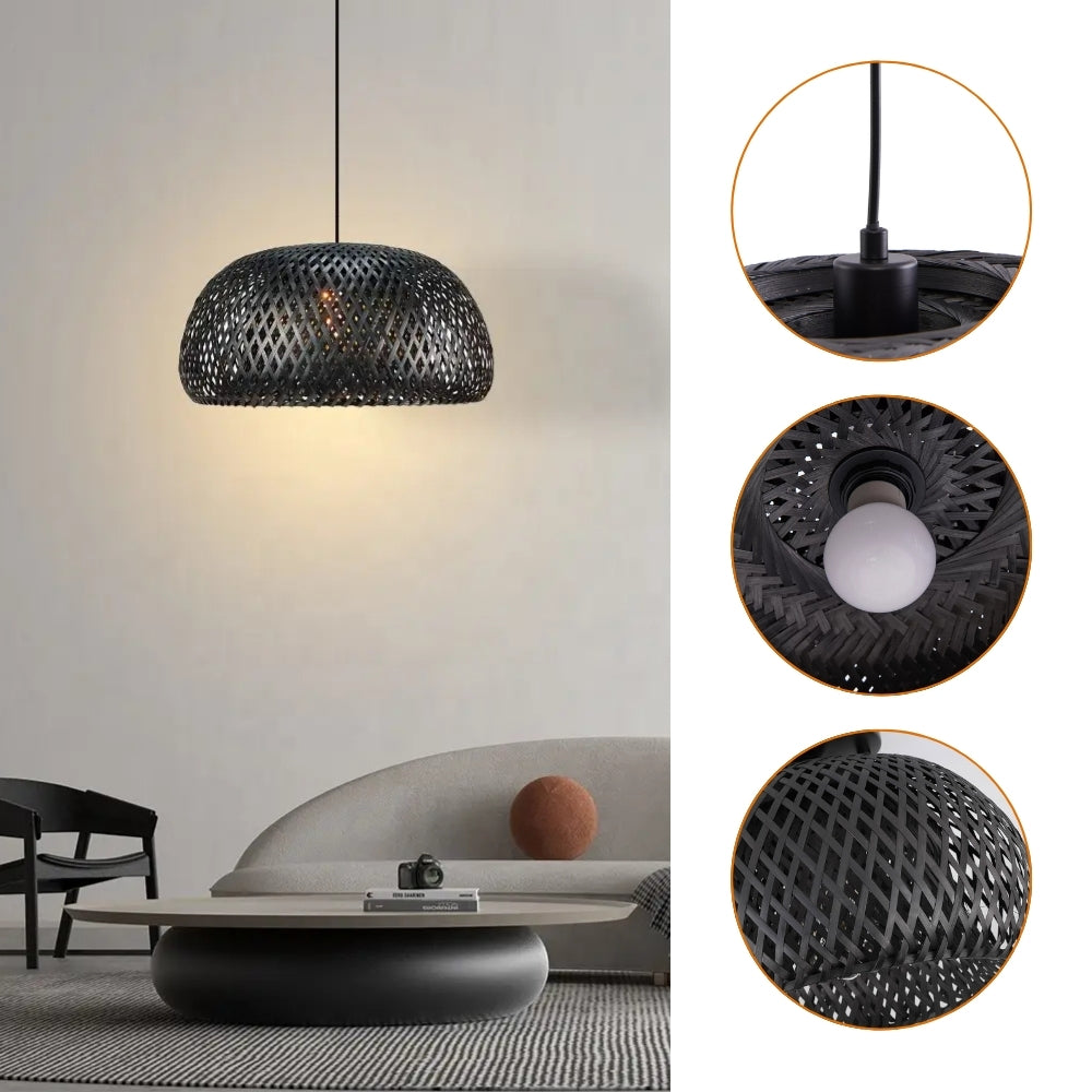 Sustainable black bamboo hanging fixture for eco-conscious home design