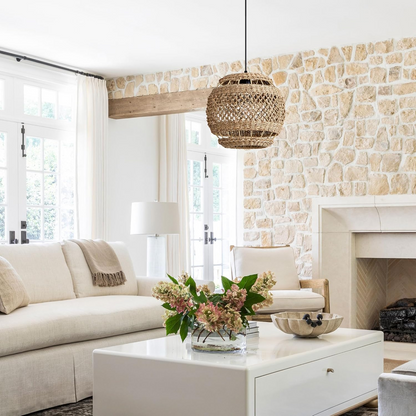 Sustainable hand-knotted fiber pendant light for eco-friendly and stylish living