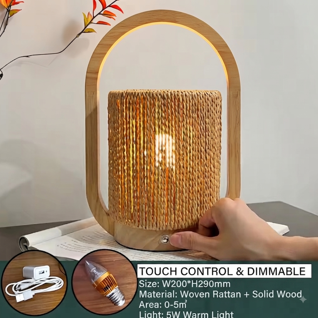 Quiet luxury organic wood table lamp creating a warm cozy home atmosphere in upscale living spaces.