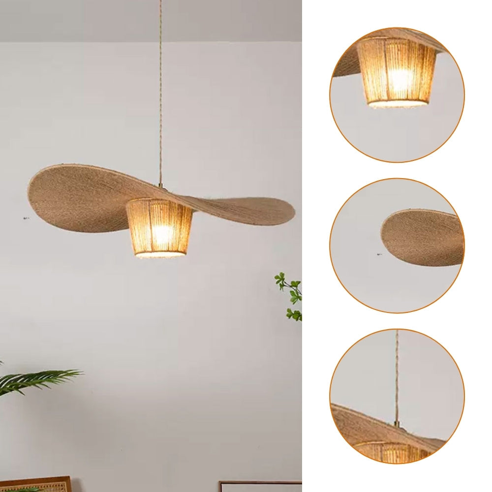 Textured Wabi-Sabi hat pendant lamp creating a modern Zen ambiance