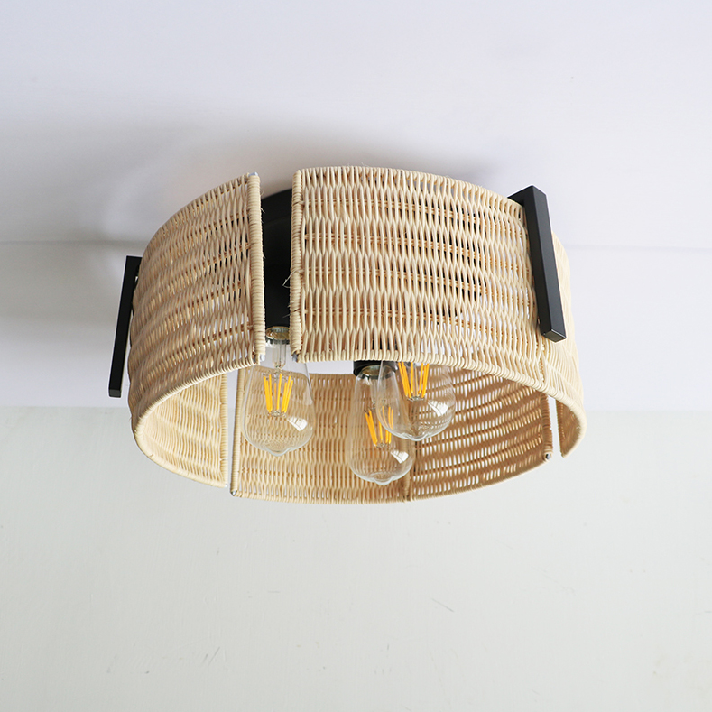 Versatile transitional style rattan cage light fixture suitable for any modern home ceiling decor style.