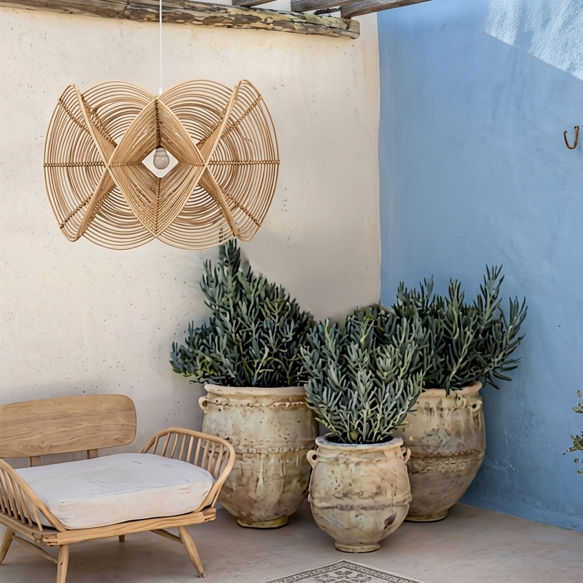 Tropical vibe rattan pendant light perfect for an exotic and luxurious resort-style home.