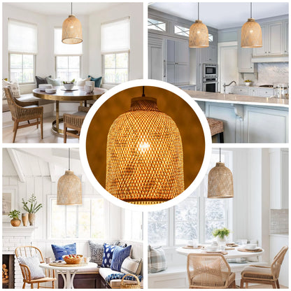 Urban chic bamboo basket hanging light suitable for trendy modern city apartments and homes.