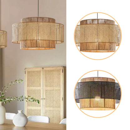 Vintage inspired woven rattan pendant light interior