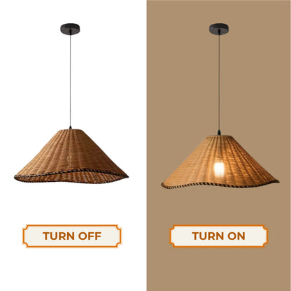 Wabi-sabi inspired bamboo pendant light with textured finish