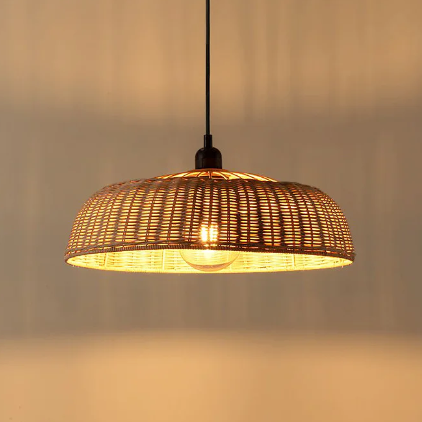 Wabi-sabi organic rattan ceiling lamp for a serene atmosphere