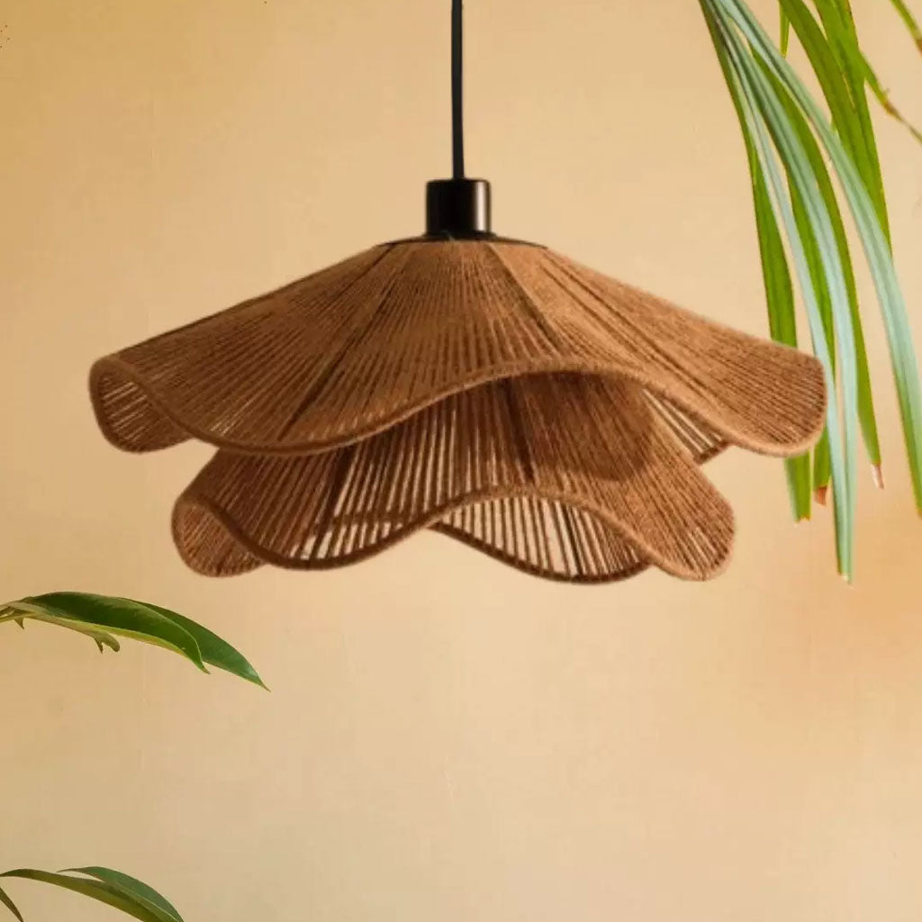 Artisan crafted natural hemp rope ceiling lighting for dining rooms
