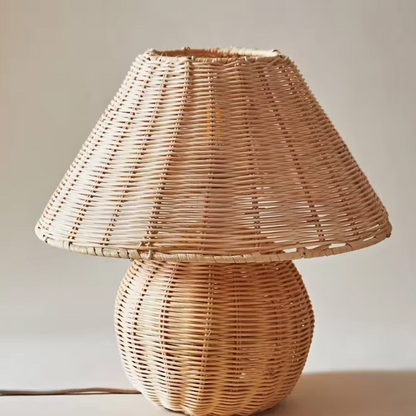 Bedroom Nightstand Natural Rattan Lamp providing Soft Diffused Sleep Lighting