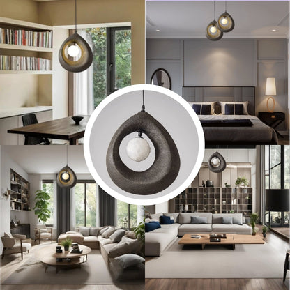 Contemporary black pebble pendant lamp for modern minimalist interior