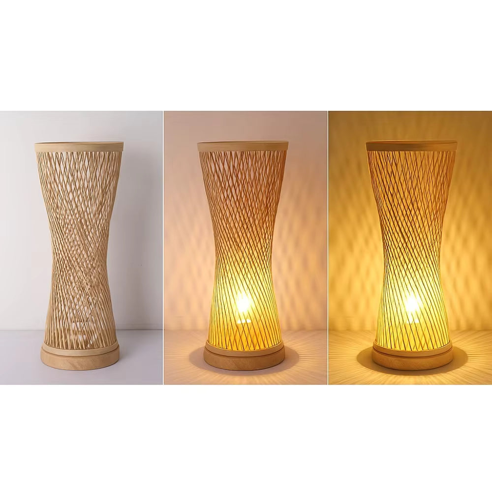Scandinavian minimal bamboo desk lamp delivering soft and clean bedside lighting for bedrooms.