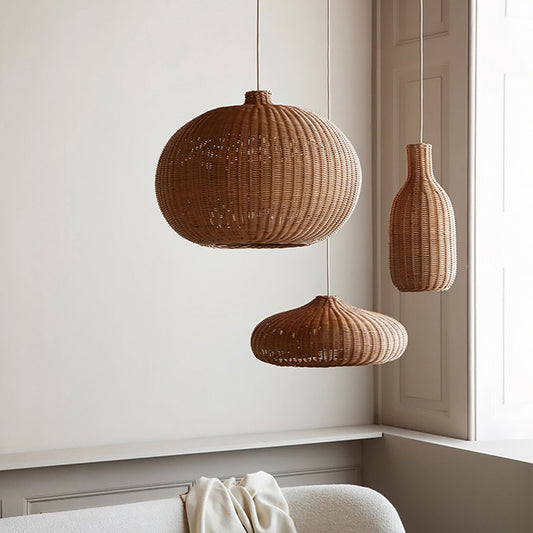 Sustainable eco-friendly pendant lighting made from handwoven rattan