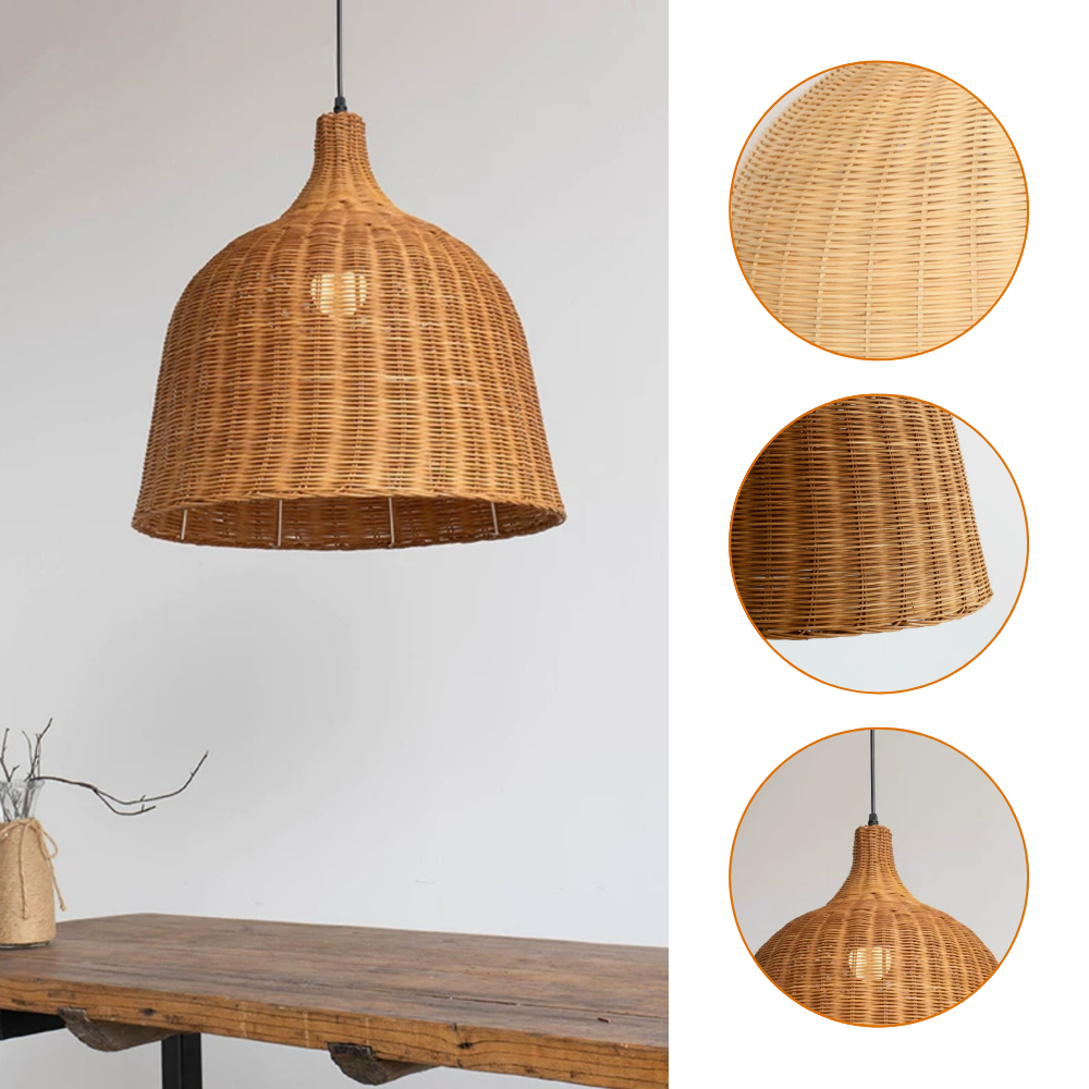 Eco-friendly handcrafted lamp made from sustainably sourced rattan fibers.