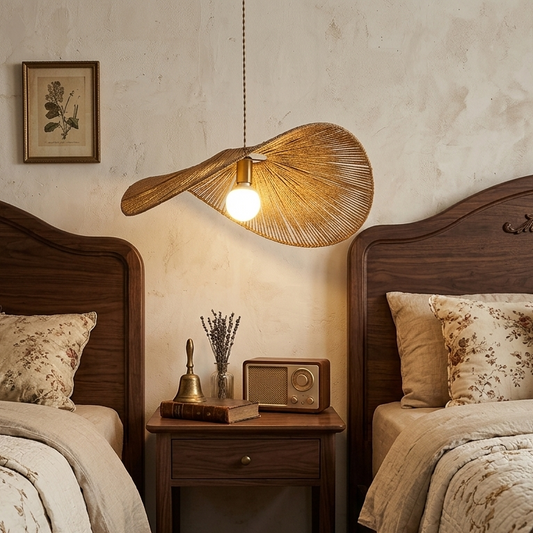 Eco-Friendly Woven Rattan Ceiling Light for Bedroom