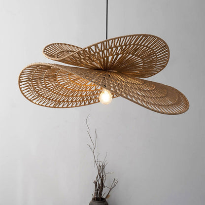 Handmade natural jute fiber hanging lamp with organic design