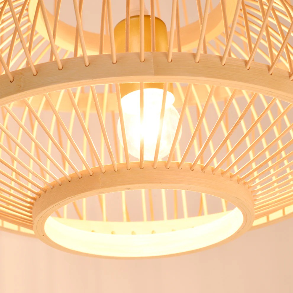 Moon Bamboo Pendant Light - Modern Japandi Ceiling Lamp