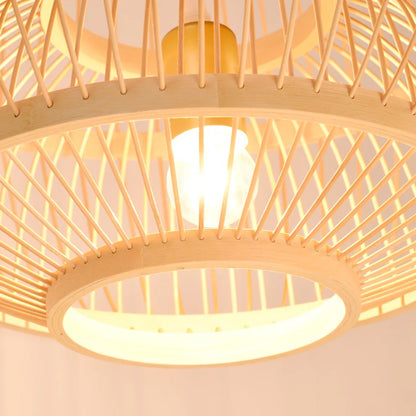 Moon Bamboo Pendant Light - Modern Japandi Ceiling Lamp