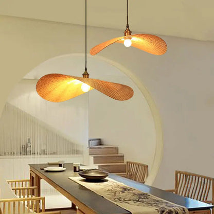 Wabi-Sabi Rattan Pendant Light | Curved Woven Chandelier