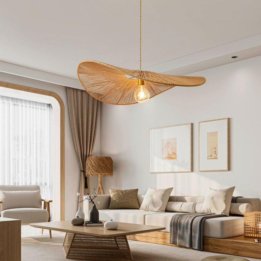 Minimalist Natural Fiber Ceiling Lamp for Living Room