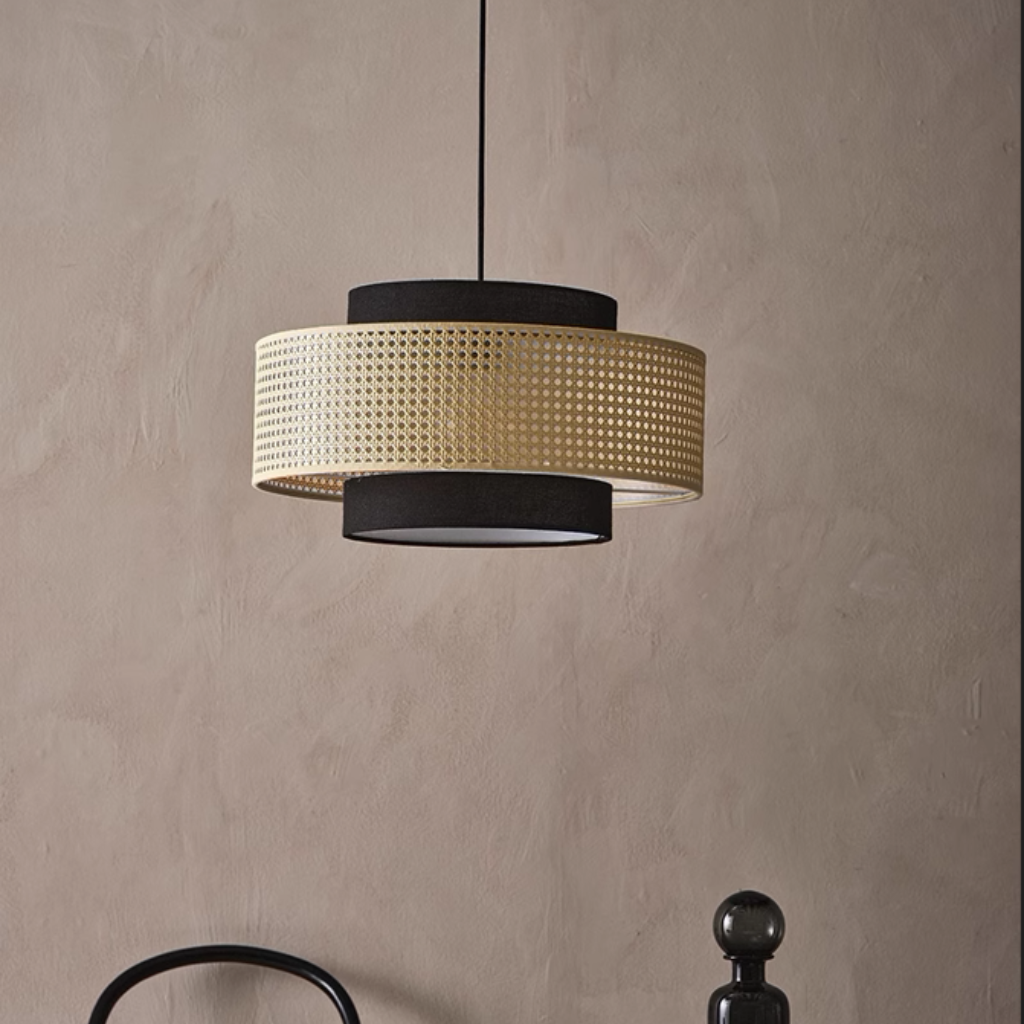 Natural rattan pendant lighting fixture for interior decor