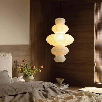 Organic Juni rice paper ceiling light, perfect for serene bedroom decor