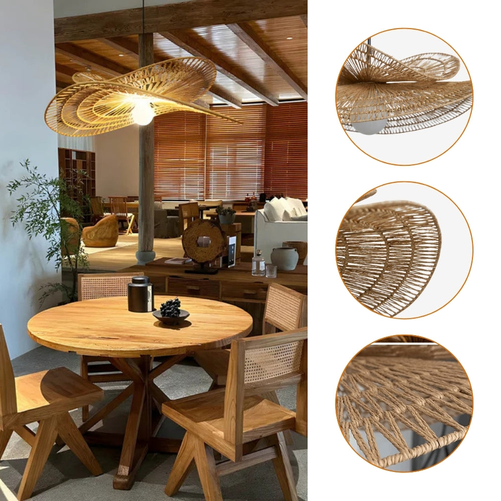 Organic shaped natural jute pendant light in farmhouse style