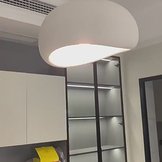 Modern organic HDPE pebble pendant light in white finish