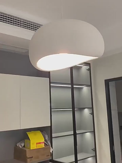 Modern organic HDPE pebble pendant light in white finish