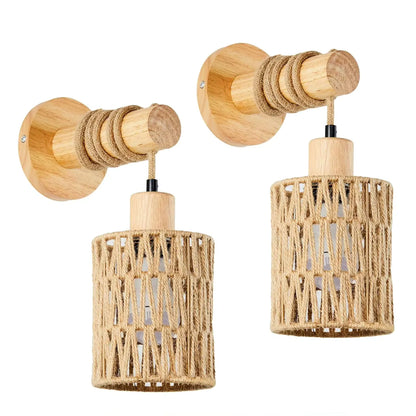 Retro style hemp pendant light combining vintage charm and natural wood for a classic kitchen.