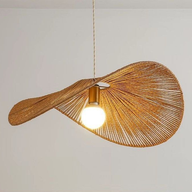 Rustic Boho Style Wicker Hanging Lamp with Warm Glow